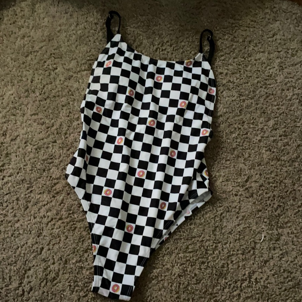 Checkered, low back one piece